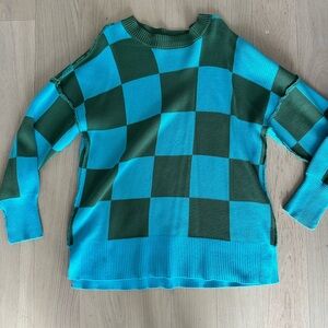 Blue and Green Checkered Sweater